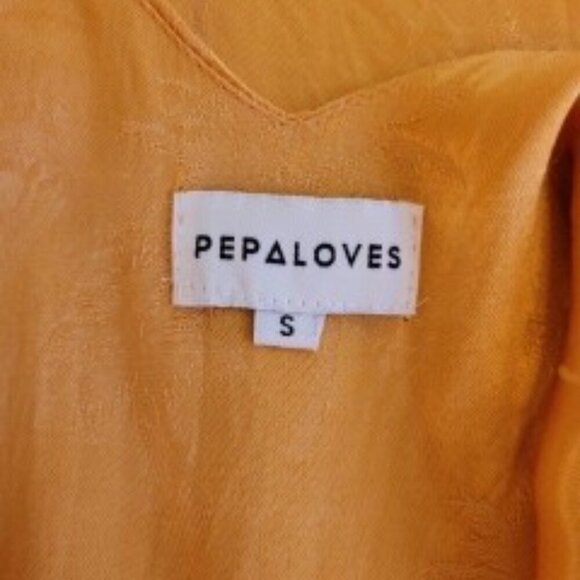 Golden Palm Print Sleeveless Jumpsuit Pepaloves size S - Picture 11 of 13